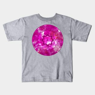 Hot Pink Paint Pour Mandala Kids T-Shirt